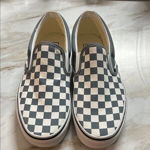 Checkered Slip-On Shoes - LIGHT BLUE and White
